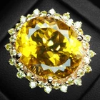 Graceful Honey Yellow Citrine 18.70Ct 925 Sterling Silver Rose Gold Halo Rings