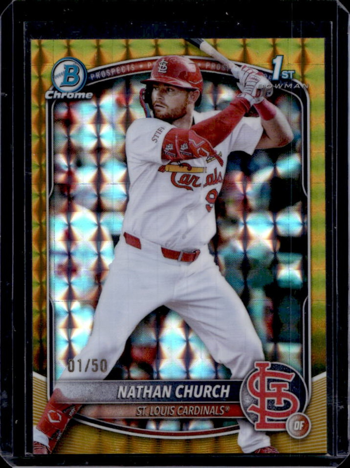 2025 Bowman Chrome Nathan Church Gold Geometric Refractor 1st Prospect #1/50