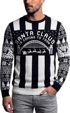 Christmas Santa Claus Is Coming To Toon Mens Christmas Jumper Black Stylish