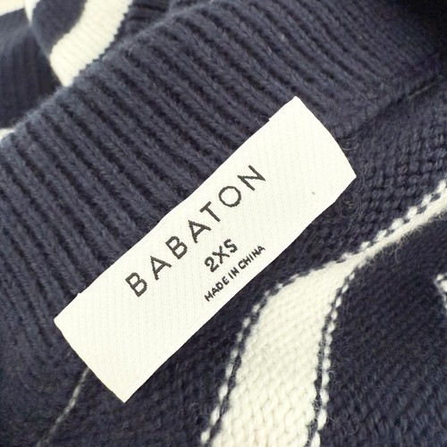 Aritzia Babaton Overseas Merino Wool Striped Half Zip Sweater Blue White Sz XXS - Picture 9 of 11