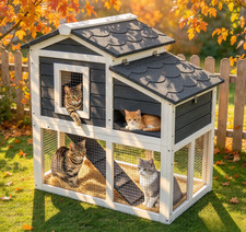 Cooling Outdoor Cat House Double Layer Insulated Shelter Escape Window