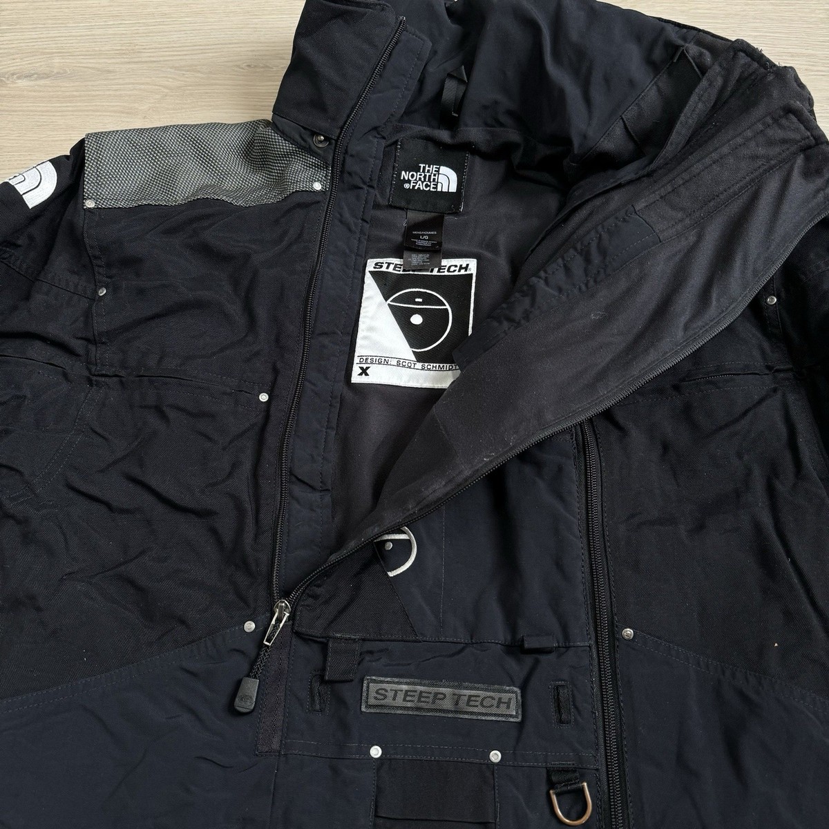 The North Face Steep Tech Jacket Mens Large Black Ski Hooded Scot