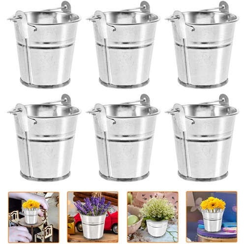 6Pcs Mini Metal Buckets Ice Buckets with Handles Iron Chip Fry Serving Buckets - Zdjęcie 6 z 12