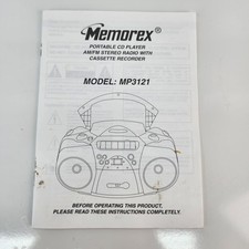 Memorex Model MP3121 Portable CD Player INSTRUCTIONS Cassette Recorder VTG 2000