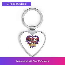 Custom French Bulldog Frenchie Paw Print Heartbeat Keychain Easter Gift