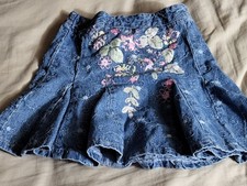 Faded Glory Original Embroidered/Screen Printed Denim Tulip Skirt Size S Girls