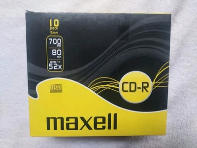 Maxell CD-R 700mb 80Min 52x Data Audio Disc Blank Discs - 10 Pack BRAND NEW - Image 1 of 3