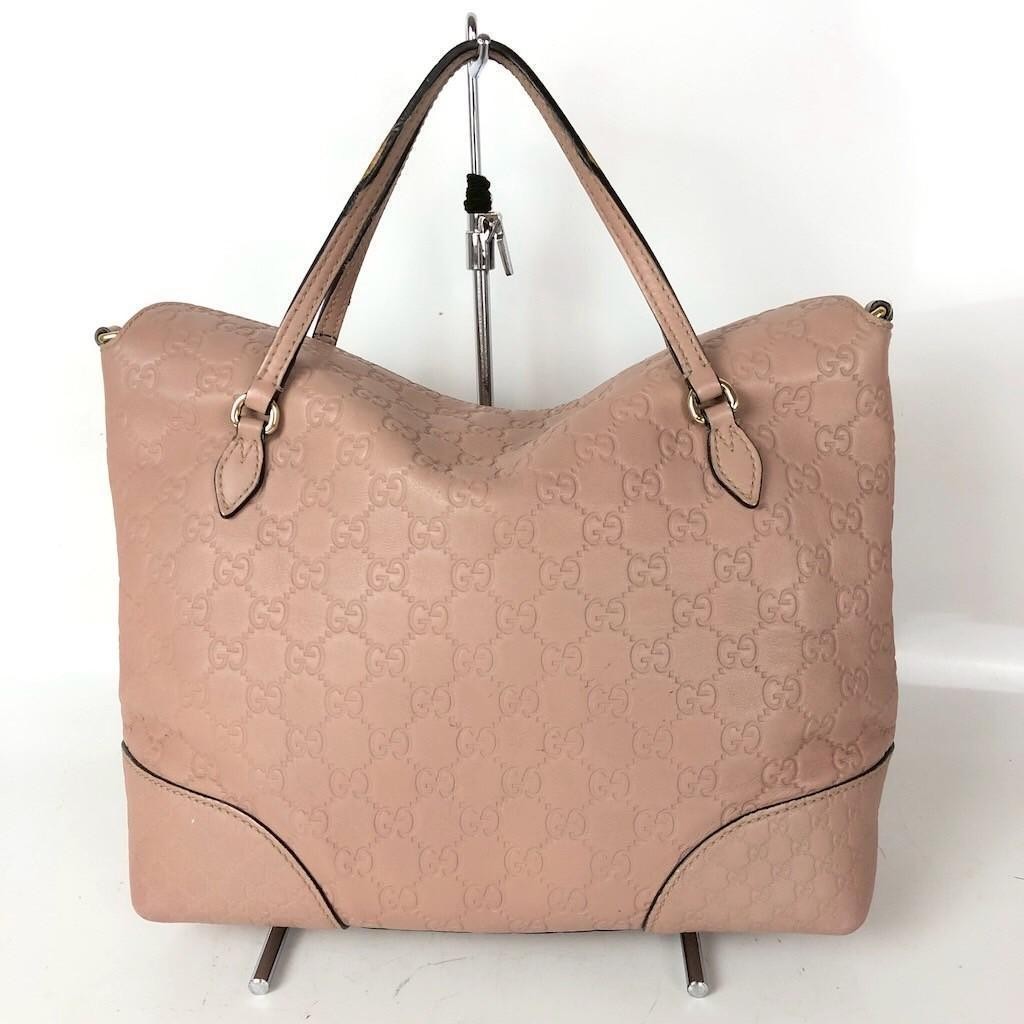 GUCCI Gucissima Leather Tote Bag Pink Beige Ladies Authentic Used thumbnail 2