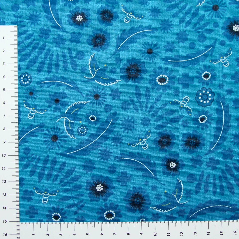 ANDOVER FABRICS Blüten Vögel Serie Sunprints Patchwork Stoff Baumwolle (0762)