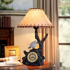 Midcentury Bedside Lamp Brown Vintage Table Lamp Rustic Resin Nightstand Ligh...