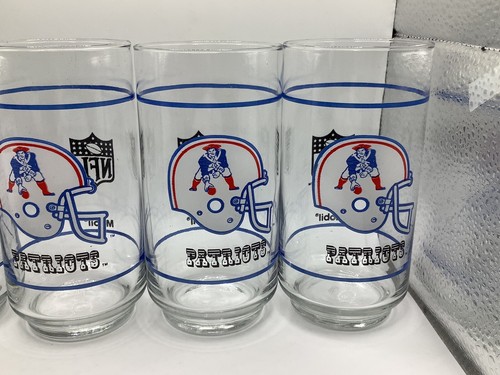 Lot Of (4) Vintage New England Patriots Collectible 5.5” Mobil Drinking Glass - Picture 3 of 7