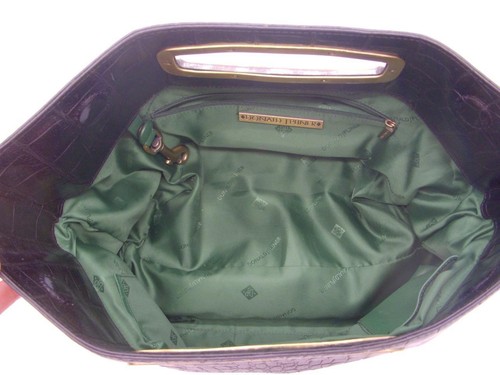 DONALD J PLINER black croc embossed leather CLUTCH - 第 3/3 張圖片