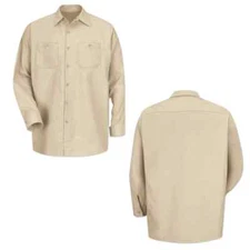 Red Kap Work Shirt Solid Color 2 Pocket Men's Industrial Uniform Long Sleeve