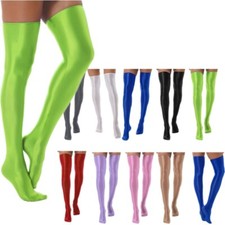 Womens Shiny Oil Stockings Glossy Silky Thigh-Highs Over the Knee Socks Clubwear