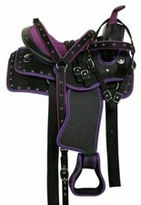 New Synthetic Black-Purple Saddle Western Adult Barrel Racing Horse Tack