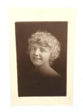 Girl Self Portrait Photograph Cabinet Card Smiling Picture Soft Pale Skin 1930