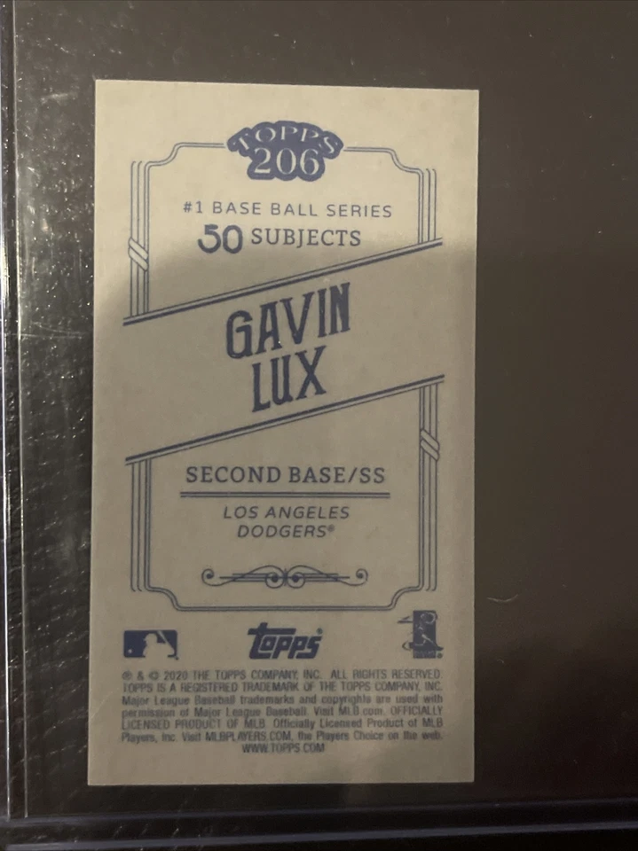 2020 TOPPS T206 MINI GAVIN LUX ROOKIE CARD LOS ANGELES DODGERS - Image 2 of 2