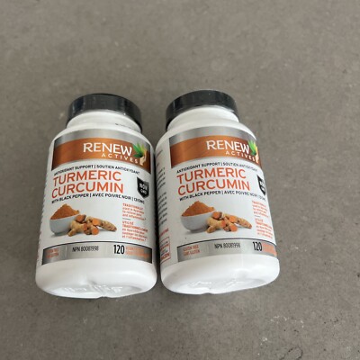 2 Pk Renew Actives TURMERIC CURCUMIN W/ BioPerine 120 Capsules each | Exp 01/26