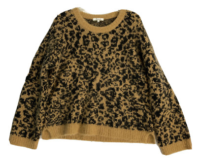 Madewell Alpaca Wool Sweater Crewneck Pullover Leopard Size S L/S Womens