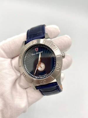 Tonino Lamborghini 時計 Water 50Meters Tonino Lamborghini Men's Watch Gorgeous Blue Leather Strap EN045L