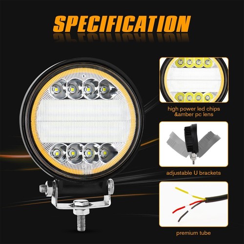 4x 5inch Round LED Driving Lights Bar Flood Work Pods Bumper Off Road 4WD 12V - Picture 8 of 13