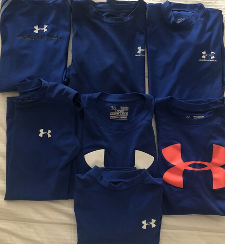 Lot of 7 Under Armour Youth Medium Royal Blue Heat Gear