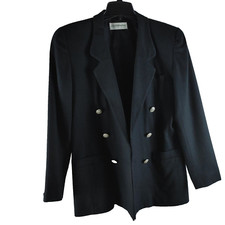 Liz Claiborne Collection Size 8 Double Breasted Black Lined Suit Blazer W/Pocket