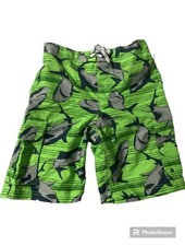 Children  s Place Boys XL 14 Green  Blue sharks Swimsuit Board Shorts Trunks