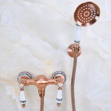 Antique Red Copper Bathroom Faucet Mixer Tap with Hand Held Shower set fna302