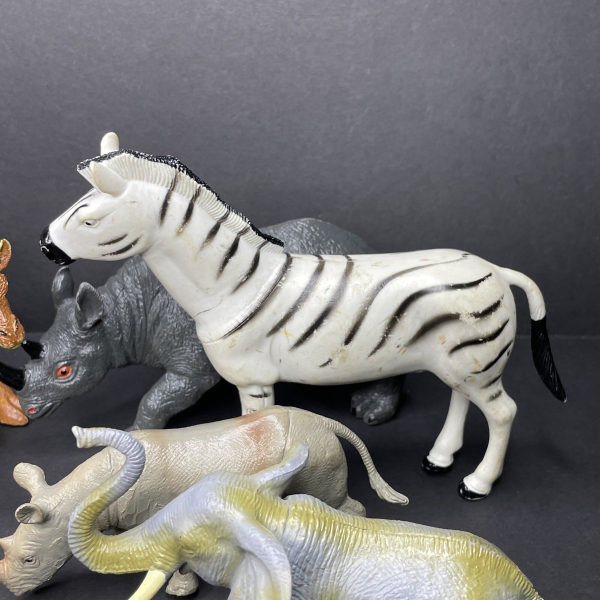 Lot Of 8 Vintage 1980s Safari Animals PVC African Plains Action