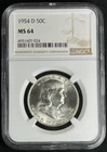 1954-D Half Dollar 50C NGC MS 64  A2