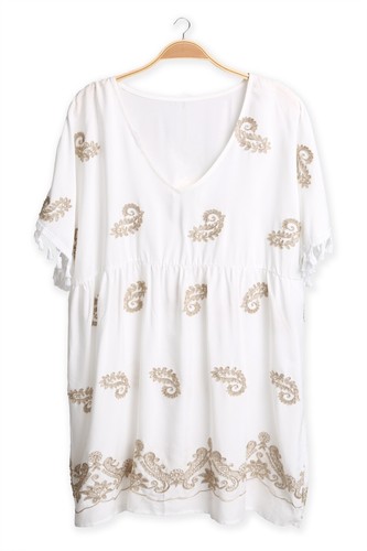 Mini Vestido de Encubrimiento ComfyLuxe Patrón Paisley Bordado - Imagen 8 de 10