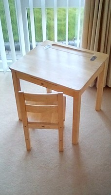 Pintoy Childrens Natural Wooden Desk And Chair Ebay