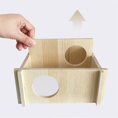 Hamster Wooden House Hideout Nesting Habitat for Guinea Pig Small Animals - Picture 4 of 10