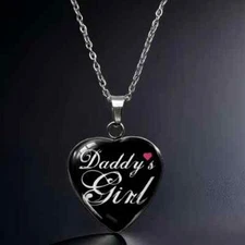 Daddy's Girl Heart Shaped Glass Pendant Necklace Jewelry For Women & Girls