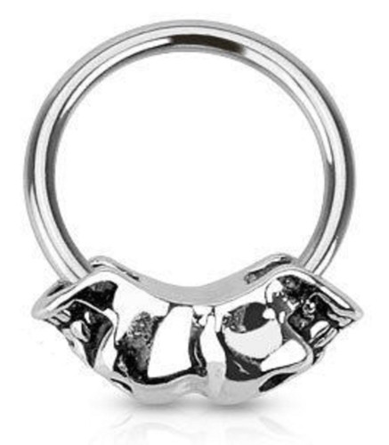 Skull Earring Septum Piercing Twin Skulls 12mm Captive Nipple Tragus Jewellery - 第 12/15 張圖片