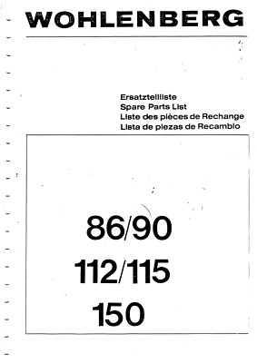 WOHLENBERG Spare Parts List Book 86/90/112/115/150, Programmatic