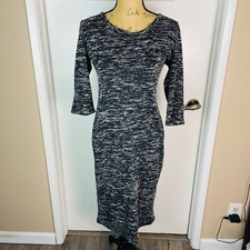 Mlle Gabrielle Sweater Dress Striped 3/4 Sleeve Scoop Neck Winter Warm Medium