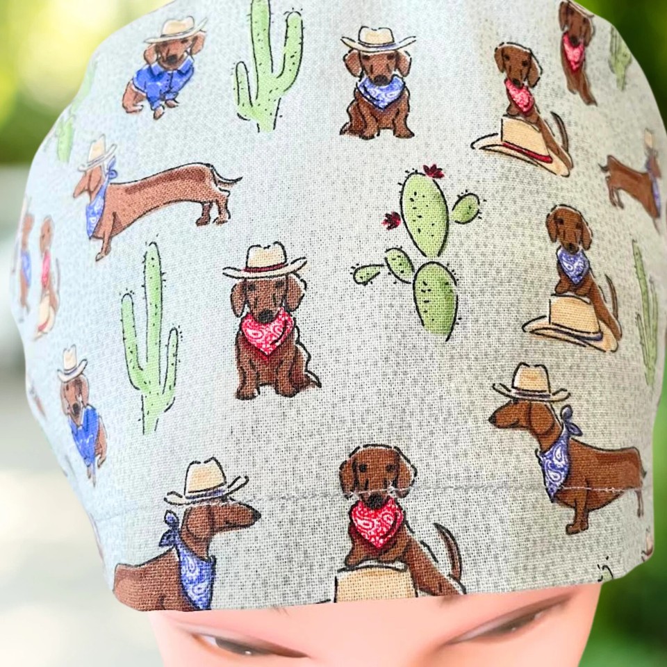 EURO Style Scrub Dachshunds Euro Style Scrub Cap, Unisex Nurse Cap