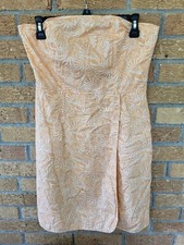 Vineyard Vines Seaside Shells Print Strapless Dress Sz 6 Mango Orange Faux Wrap