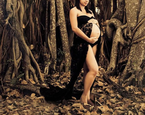 Donna Vestiti Premaman Estate Abiti Eleganti Incinte Abito in Pizzo Fotografia P - Foto 4 di 12