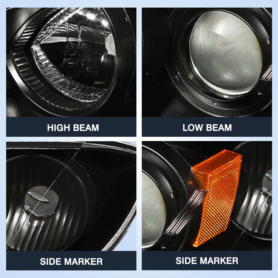 For 2004-2009 Mazda 3 Sedan Black Amber Headlights Amber Corner Lamps Pair - Image 2 of 4