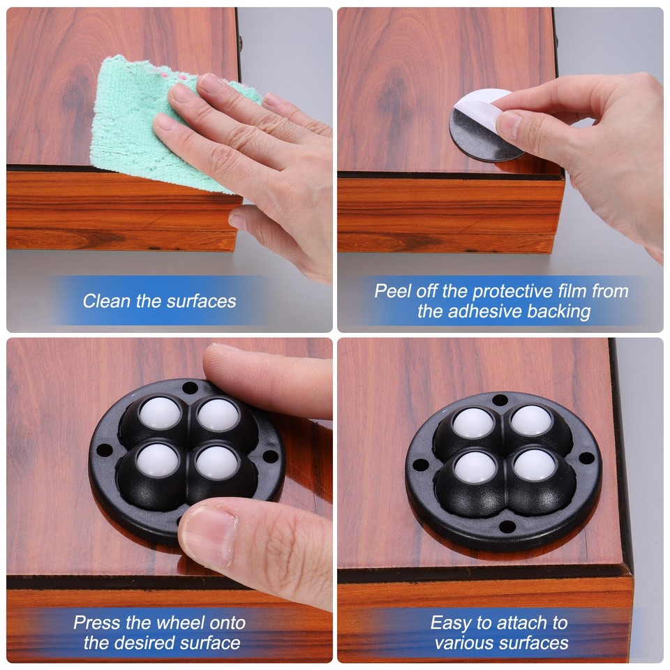 24 Pcs Self Adhesive Mini Caster Wheels with Brake Universal Wheels