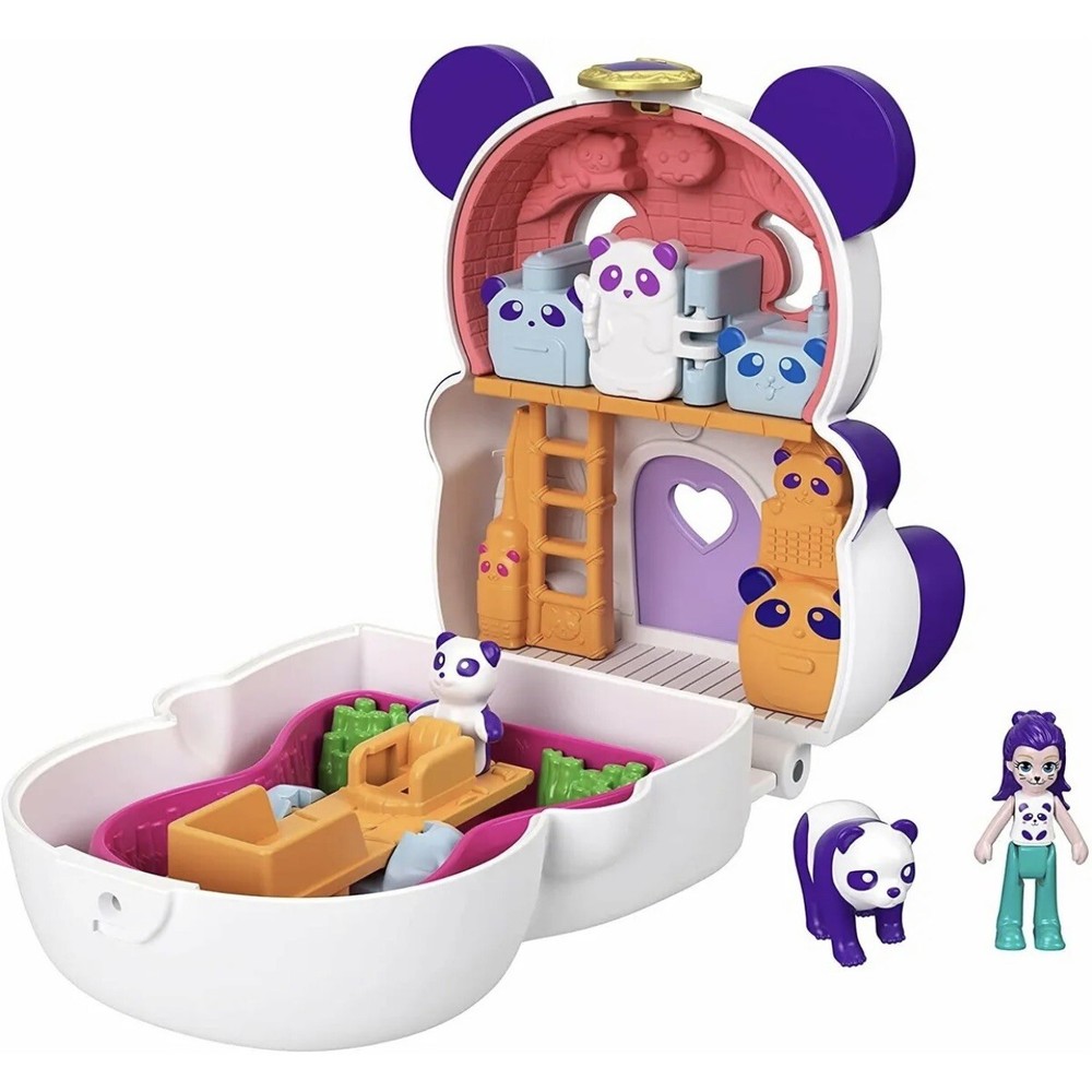 Mattel Polly Pocket Doll Toy Flip & Find Panda Compact Flip Feature Doll PlaySet