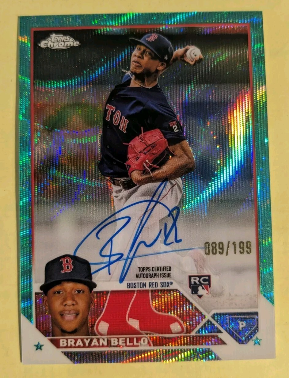 2023 Topps Chrome Brayan Bello Aqua Wave Refractors Auto Rookie Card 089/199
