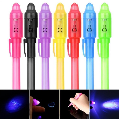 7pcs UV Light Invisible Ink Spy Pen Magic Secret Marker Message Pens Kids Toy - Picture 3 of 10