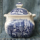 Liberty Blue Betsy Ross SUGAR BOWL W/ LID Colonial Scenes England BX-U
