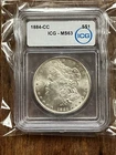 1884 - CC Carson City MORGAN SILVER DOLLAR Graded By ICG MS63 S$1 Rare Coin SSP!