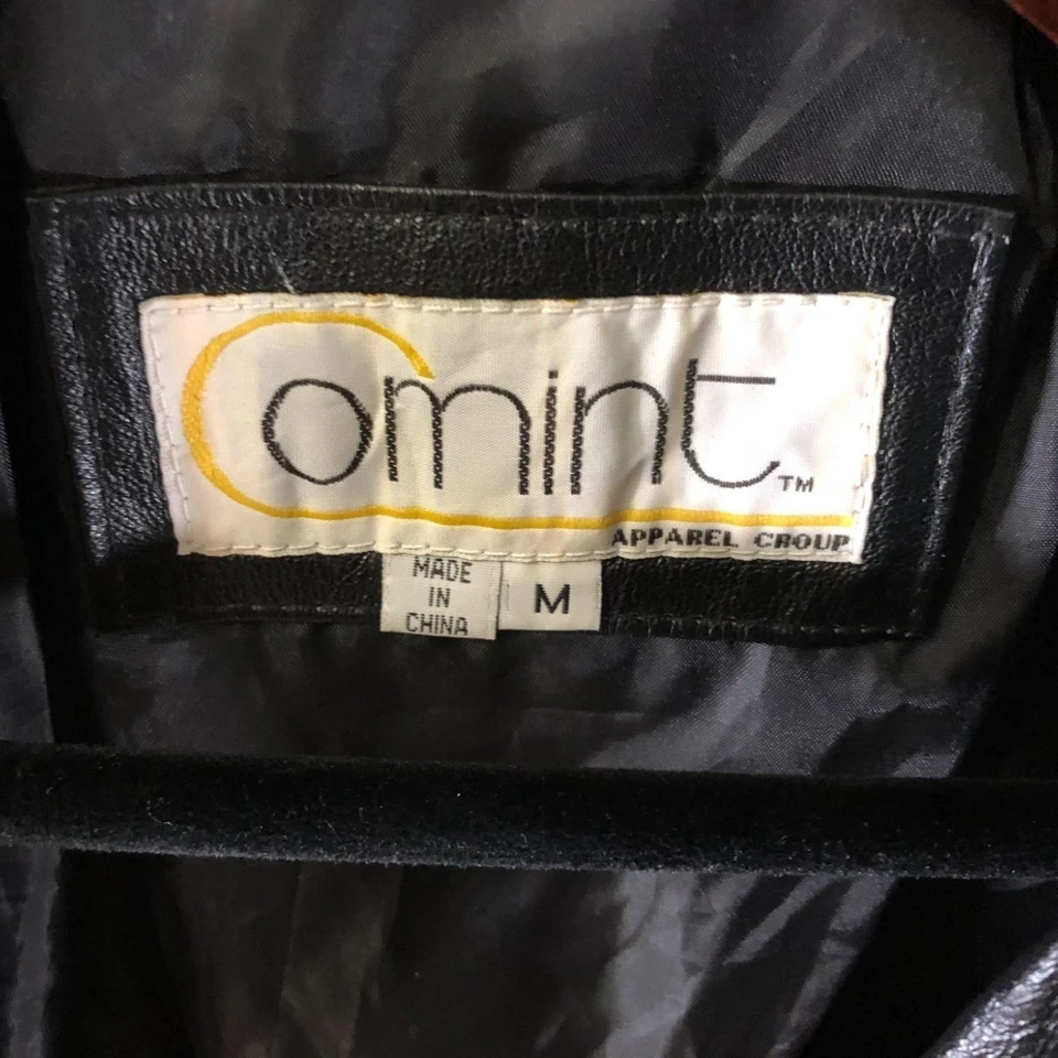 Comint женщин длинный кожаный плащ средний одна кнопка черный классический воротник - Изображение 3 из 4