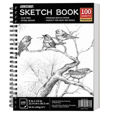 FIXSMITH 9"X12" Sketch Book  100 Sheets 68 lb/100gsm Spiral Sketchbook  A...